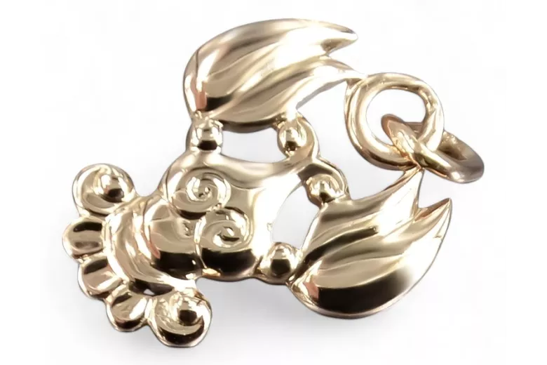Russian rose Soviet gold pendant