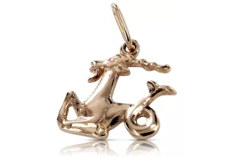 Pendant pendant made of rose red gold 14k 585  Vintage zodiac Capricorn vzp003