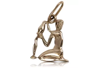 Rusă roz roz sovietic 14k 585 aur URSS Vărsător zodiac vzp004