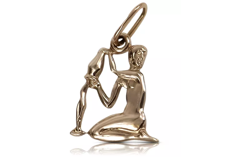 Pendant pendant made of rose red gold 14k 585  Vintage zodiac vzp004