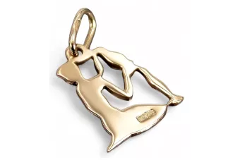 Rožinis aukso žiedas raudonas 14k 585 SSRS Vintage Zodiakas Hidranas vzp004