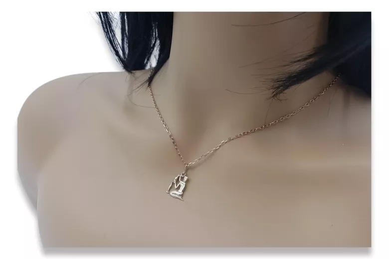 Pendant pendant made of rose red gold 14k 585  Vintage zodiac vzp004
