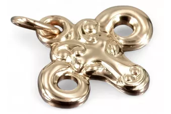 Русская роза розовая Советская 14к 585 золото СССР Овен кулон vzp008