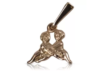 Русская роза розовая Советская 14к 585 золото СССР Близнецы кулон vzp009