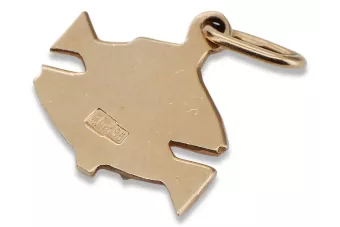 copie pandantiv pandantiv din aur roz roșu 14k 585 URSS Vintage zodiac Rac vzp002