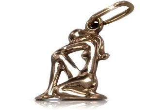 Rose rose russe soviétique 14k 585 or URSS Vierge zodiac pendentif vzp011