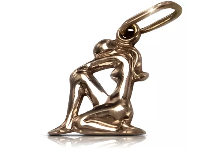 Rosa rusa rosa soviético 14k 585 oro URSS Virgen zodiaco colgante vzp011