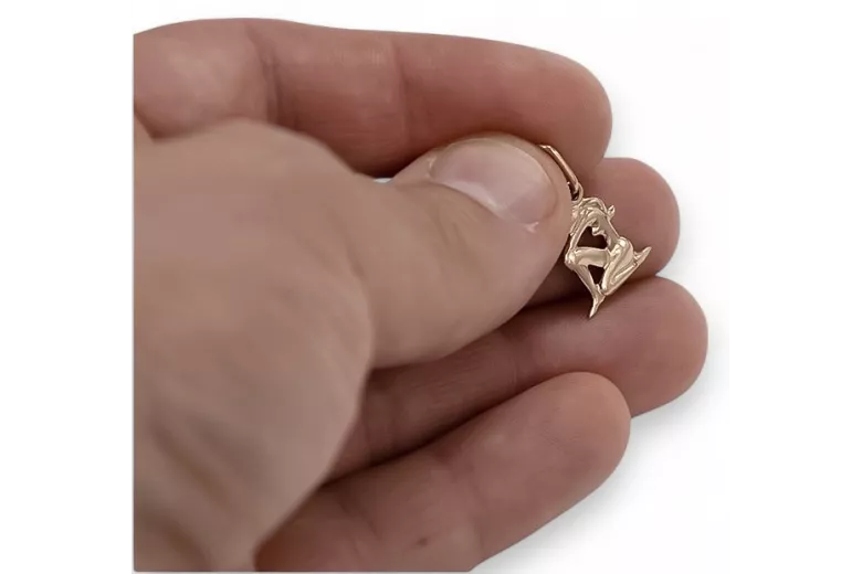 Rosa rusa rosa soviético 14k 585 oro URSS Virgen zodiaco colgante vzp011