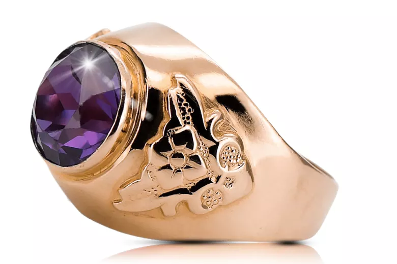 Russian Soviet rose 14k 585 gold Alexandrite Ruby Emerald Sapphire Zircon ring  vrc078