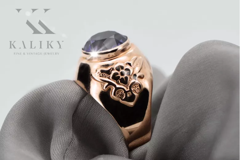 Russian Soviet rose 14k 585 gold Alexandrite Ruby Emerald Sapphire Zircon ring  vrc078