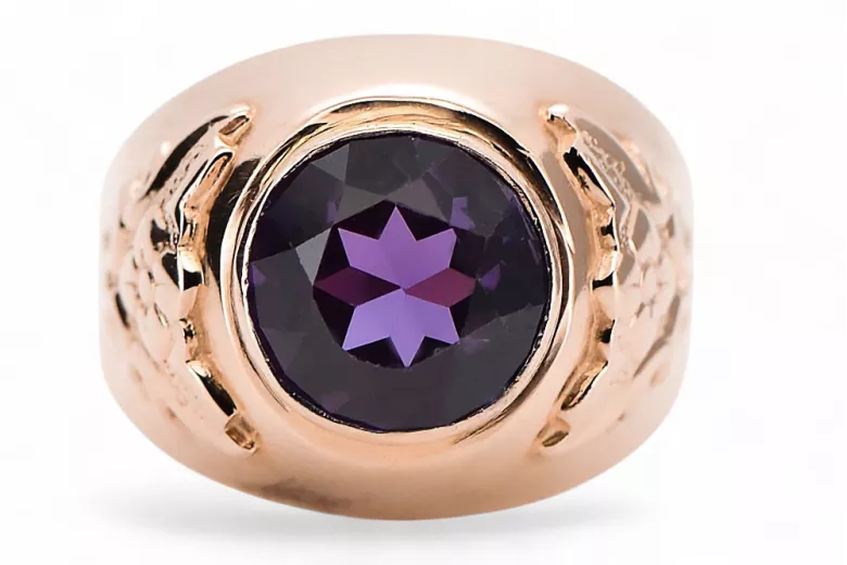 Russian Soviet rose 14k 585 gold Alexandrite Ruby Emerald Sapphire Zircon ring  vrc078
