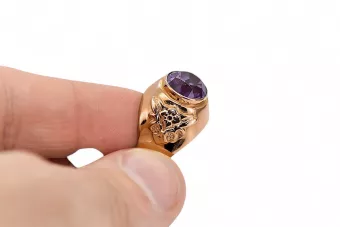 Ρωσικό Σοβιετικό ροζ χρυσό 14k 585 Αλεξανδρίτης Ρουμπίνι Σμαράγδι Ζαφείρι Ζιργκόν δαχτυλίδι vrc078