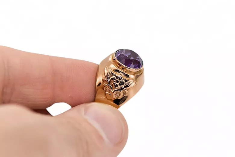 Russian Soviet rose 14k 585 gold Alexandrite Ruby Emerald Sapphire Zircon ring  vrc078