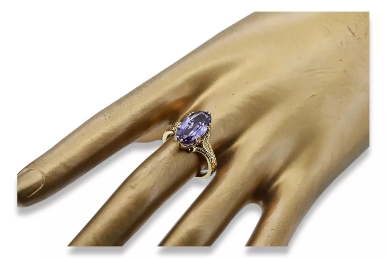 Russian Soviet rose 14k 585 gold Alexandrite Ruby Emerald Sapphire Zircon ring  vrc014