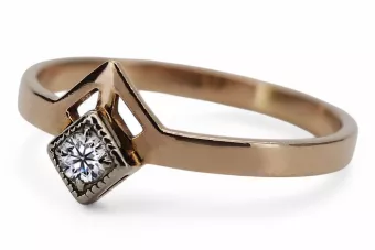 Rose pink 14k gold 585 Zircon ring vrc313r Russian Soviet Vintage style