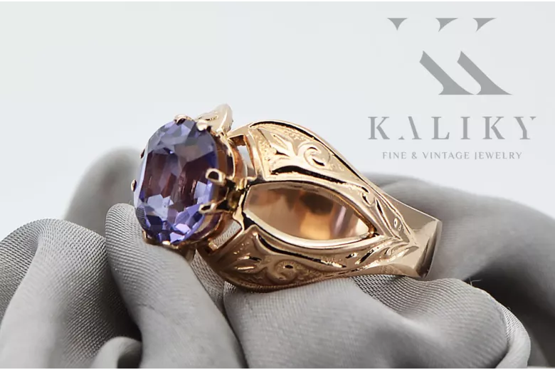 Rosă sovietică rusă 14k 585 aur alexandrit rubin smaragd safir zircon inel vrc135