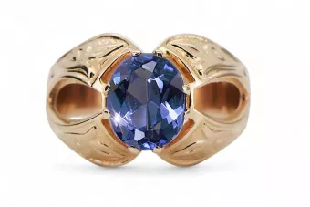 Pierścionek z różowego czerwonego złota 14k 585 z Aleksandrytem vrc135 Rosyjski styl Vintage