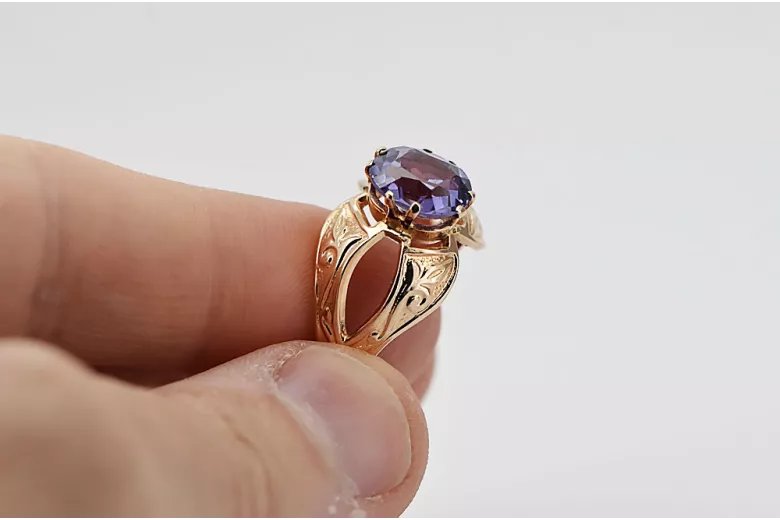 Rosă sovietică rusă 14k 585 aur alexandrit rubin smaragd safir zircon inel vrc135