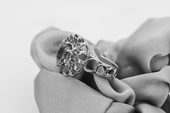 Sovietinis 14k 585 aukso rusiško rožinio aukso žiedas su Aleksandrito Rubino safyro smaragdo kubinis cirkonis vrc032