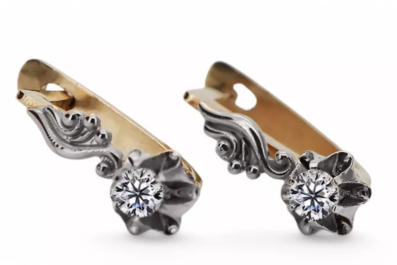 Розово-розово, бяло, злато от 14 кранта, диамантни обеци ved150rw