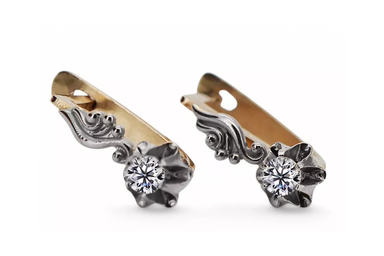 Розово-розово, бяло, злато от 14 кранта, диамантни обеци ved150rw