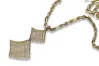 14k gold square pendant 585 with Corda Figaro chain cpn001y&cc082y