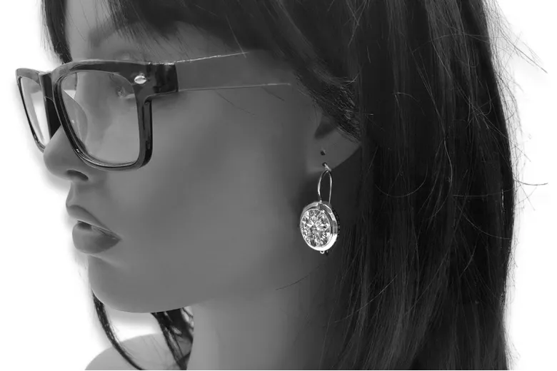 Pendientes Rusos Vintage Plata 925 Engaste vec114s