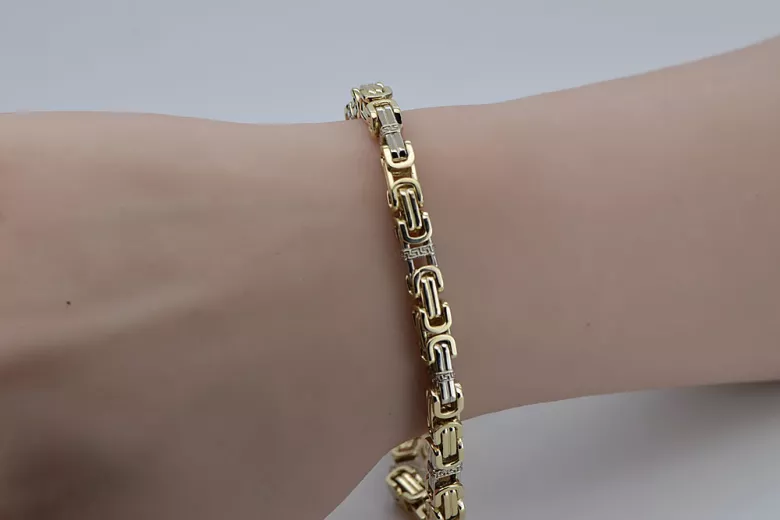 Yellow 14k 585 gold Bizantina Excellent solid bracelet cb097yw