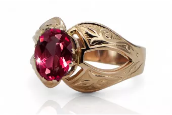 Оригинално ретро 14k розово злато Рубин Пръстен Винтидж бижута vrc135r