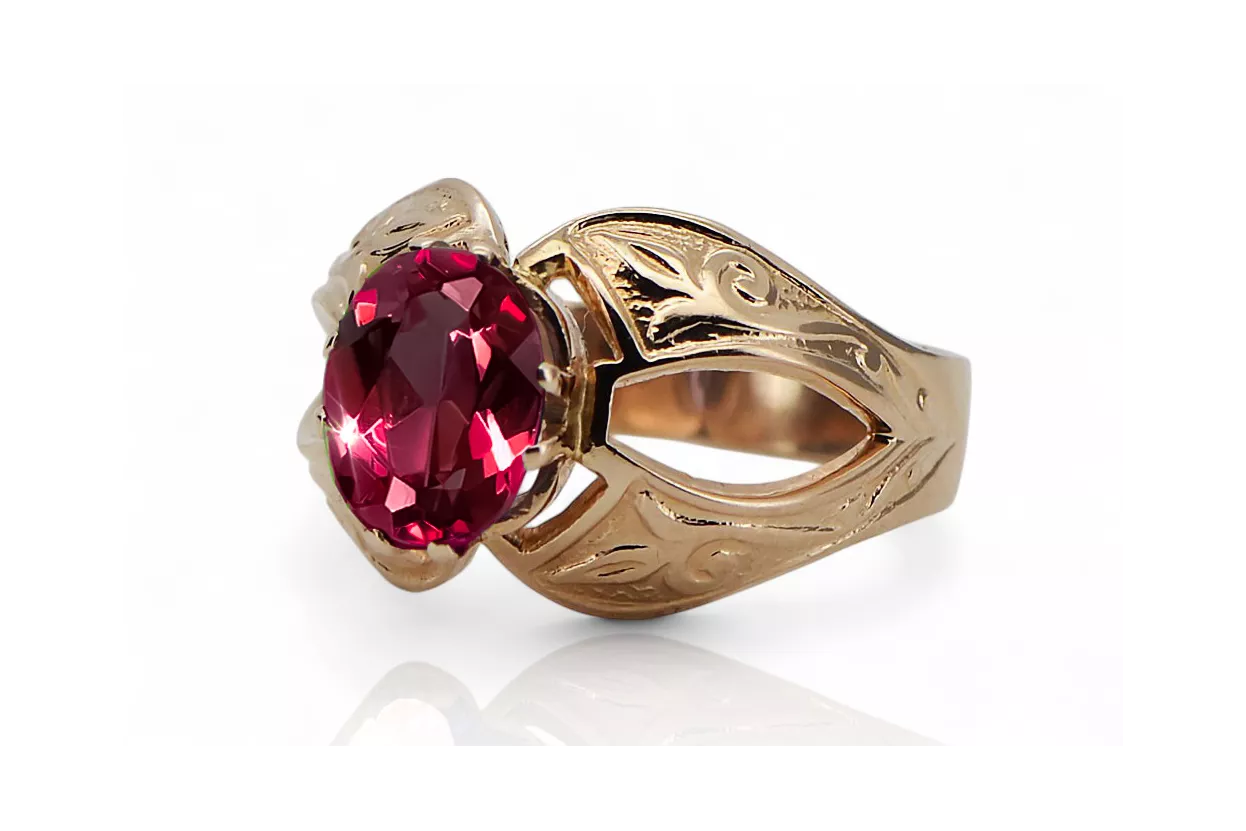 Rubinrot Originales Vintage-Roségold aus 14 Karat Ring Vintage Stil vrc135r