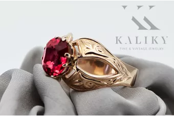 Rubin Oryginalny wyrób Vintage 14k z różowego złota Pierścionek Vintage Biżuteria vrc135r