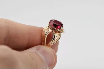 Оригинално ретро 14k розово злато Рубин Пръстен Винтидж бижута vrc135r