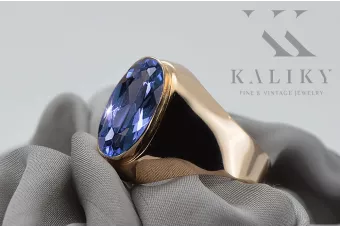 Пръстен Сапфир Оригинално ретро 14k розово злато Винтидж крафт vrc077r