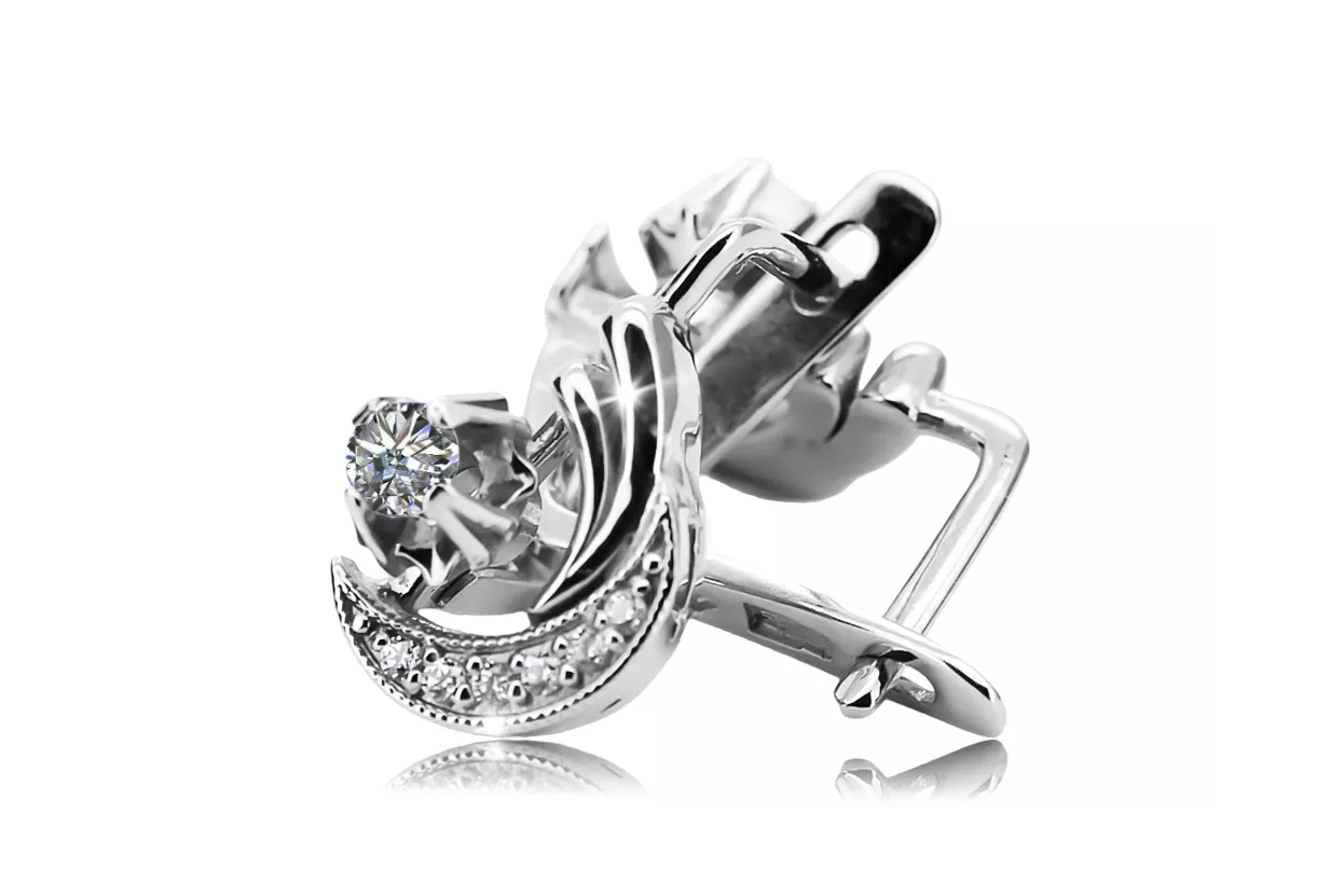 Earrings Vintage Jewlery Setting Original Vintage 14K Rose White Gold vec093rw