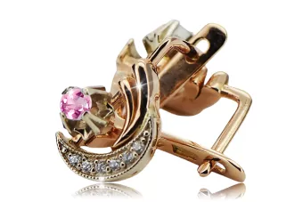 Oro rosa y blanco vintage original de 14k Amatista Pendientes Artesanía vintage vec093rw