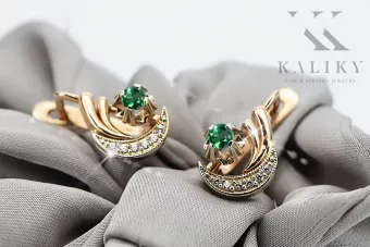 Smaragd Originales Vintage-Modell aus 14-karätigem Rosé- und Weißgold Ohrringe Vintage Schmuck vec093rw