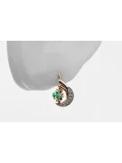 Oro rosa y blanco vintage original de 14k Esmeralda Pendientes Vintage vec093rw
