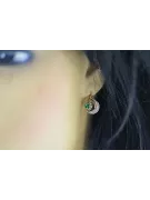 Oro rosa y blanco vintage original de 14k Esmeralda Pendientes Vintage vec093rw