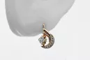 Rose pink white 14k gold585 diamond earrings ved093rw Vintage Russian Soviet style