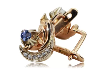 Руски обеци от 14-каратово розово бяло злато с александрит и диаманти, руски, съветски, винтидж стил ved093rw-ax