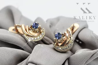 Ruso 14K Rose blanco oro Alexandrite diamantes pendientes ruso soviético estilo vintage ved093rw-ax