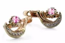 Rose white 14K gold 585 amethyst diamonds earrings ved093rw-am Russian Soviet Vintage style