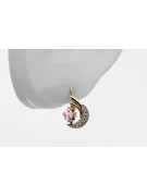 Rose white 14K gold 585 amethyst diamonds earrings ved093rw-am Russian Soviet Vintage style