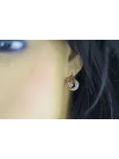 Rosa blanco 14K oro 585 diamantes de amatista pendientes ved093rw-am ruso estilo vintage soviético