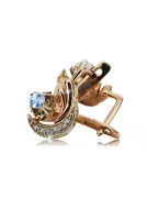 Russian 14K Rose White Gold Aquamarine diamonds earrings Russian Soviet Vintage style ved093rw-aq