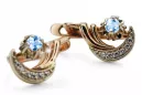 Russian 14K Rose White Gold Aquamarine diamonds earrings Russian Soviet Vintage style ved093rw-aq