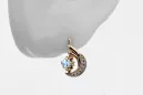 Russian 14K Rose White Gold Aquamarine diamonds earrings Russian Soviet Vintage style ved093rw-aq
