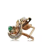 Ruso 14K Rose blanco oro pendientes diamantes de esmeralda ruso estilo vintage ved093rw-em