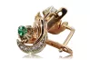 Russian 14K Rose White Gold Emerald diamonds earrings Russian Soviet Vintage style ved093rw-em