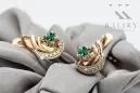 Ruso 14K Rose blanco oro pendientes diamantes de esmeralda ruso estilo vintage ved093rw-em